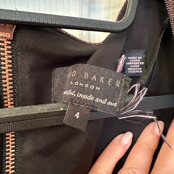 Ted Baker Dafney Metallic Long Sleeve Midi Dress 4 Us M $295 Twist Copper Brown - Picture 6 of 13